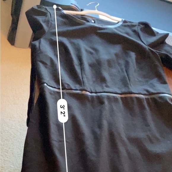 TALBOTS Black Ponte Knit Faux Leather Trim Dress Sz 10P 3/4 sleeves EUC - Picture 12 of 13